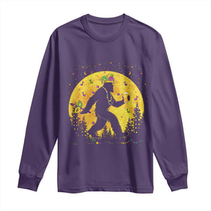 Mardi Gras Bigfoot Long Sleeve Shirt Funny Sasquatch Carnival Trendy Meme TS14 Purple Print Your Wear