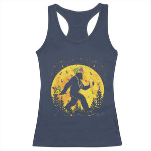 Mardi Gras Bigfoot Racerback Tank Top Funny Sasquatch Carnival Trendy Meme TS14 Navy Print Your Wear