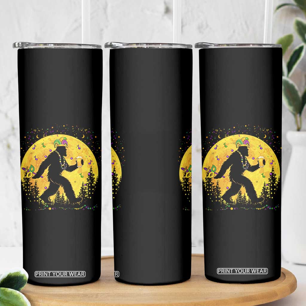 Mardi Gras Bigfoot Skinny Tumbler Funny Sasquatch Carnival Trendy Meme TS14 Print Your Wear