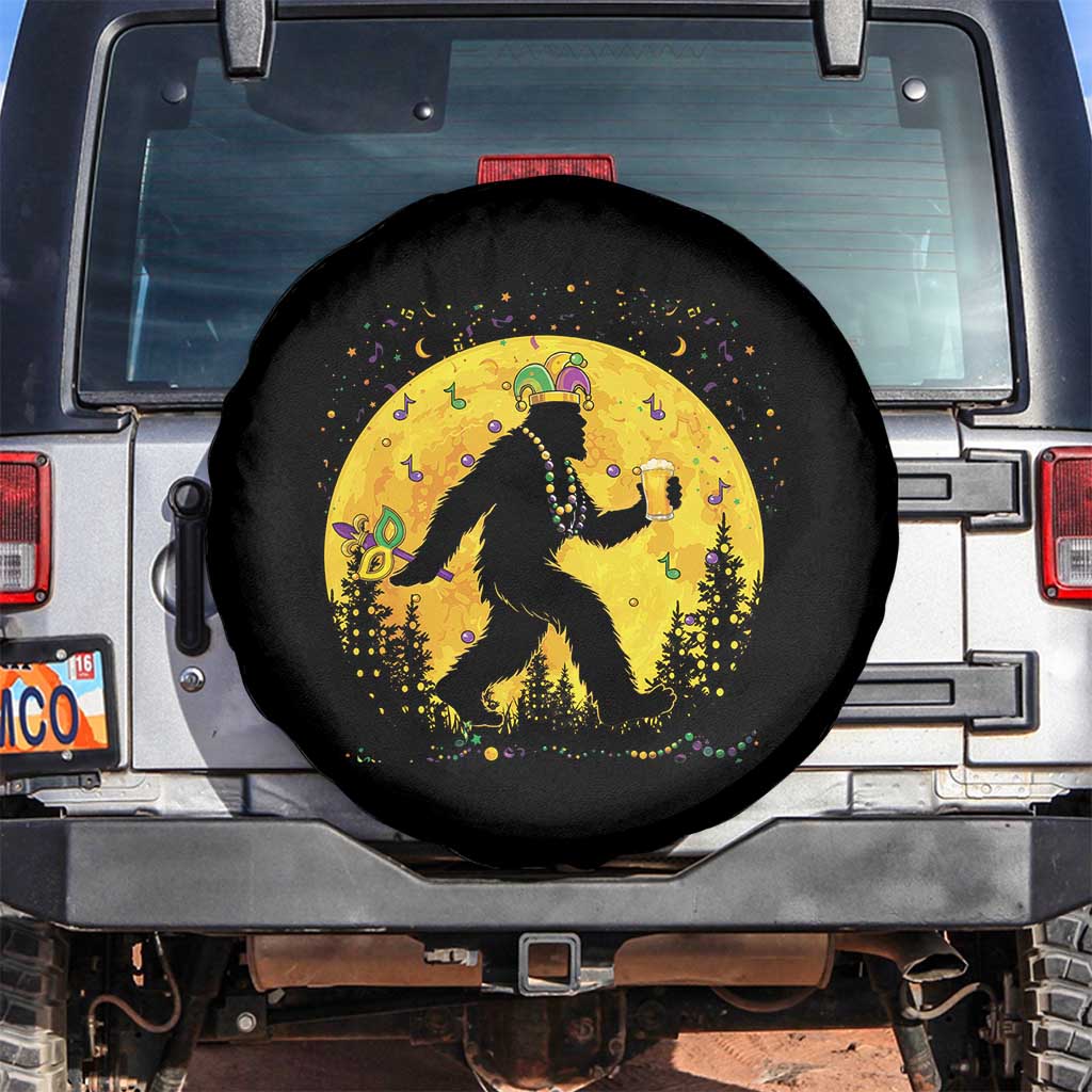 Mardi Gras Bigfoot Spare Tire Cover Funny Sasquatch Carnival Trendy Meme TS14 No hole Black Print Your Wear