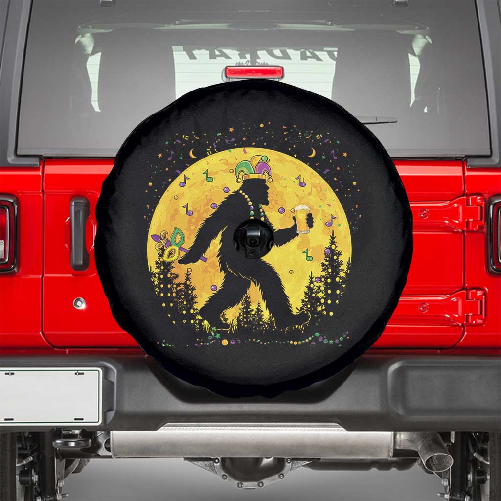 Mardi Gras Bigfoot Spare Tire Cover Funny Sasquatch Carnival Trendy Meme TS14 Black Print Your Wear