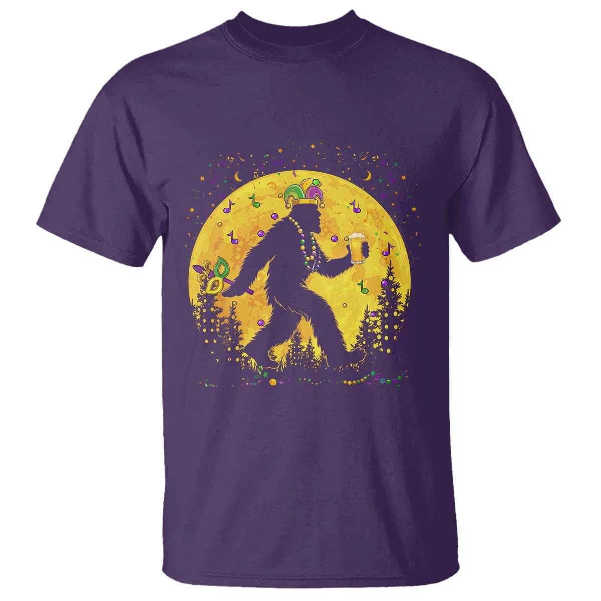 Mardi Gras Bigfoot T Shirt Funny Sasquatch Carnival Trendy Meme TS14 Purple Print Your Wear