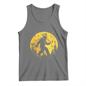 Mardi Gras Bigfoot Tank Top Funny Sasquatch Carnival Trendy Meme TS14 Black Heather Print Your Wear