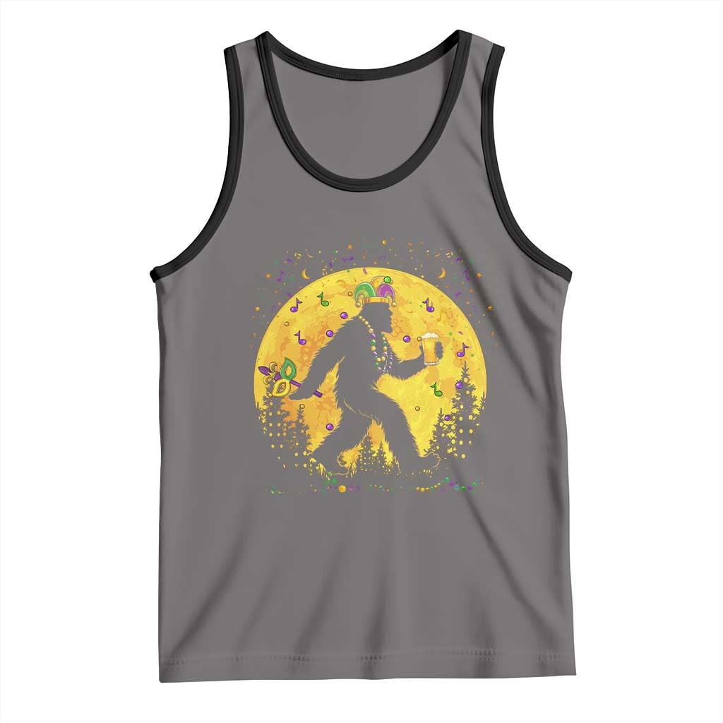 Mardi Gras Bigfoot Tank Top Funny Sasquatch Carnival Trendy Meme TS14 Deep Heather Black Print Your Wear