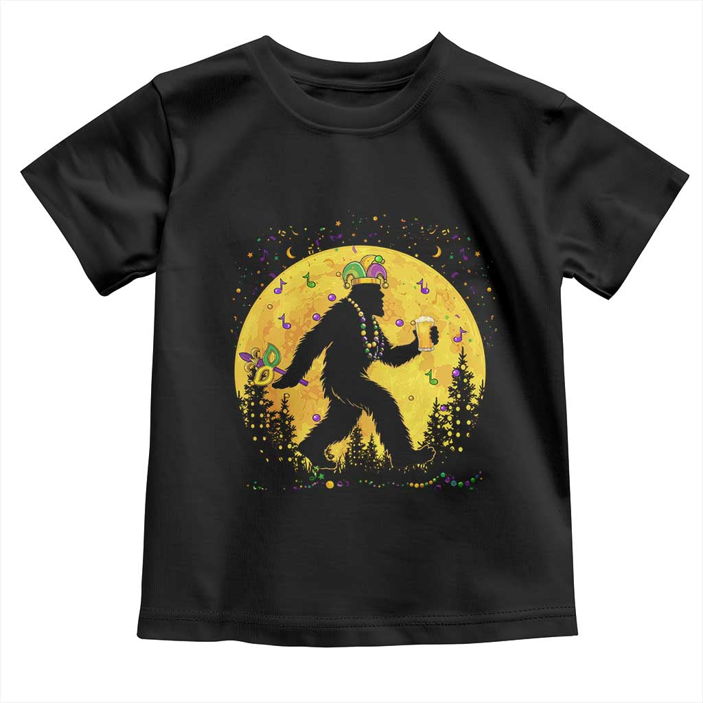 Mardi Gras Bigfoot Toddler T Shirt Funny Sasquatch Carnival Trendy Meme TS14 Black Print Your Wear