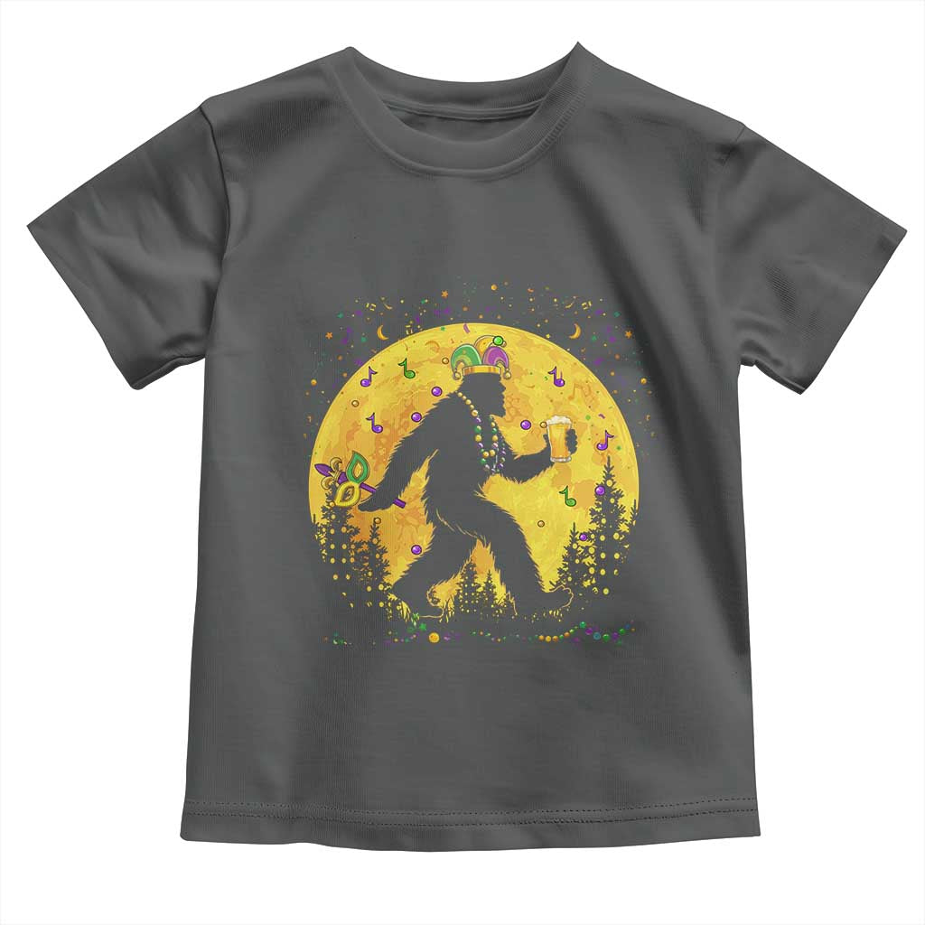 Mardi Gras Bigfoot Toddler T Shirt Funny Sasquatch Carnival Trendy Meme TS14 Dark Heather Print Your Wear