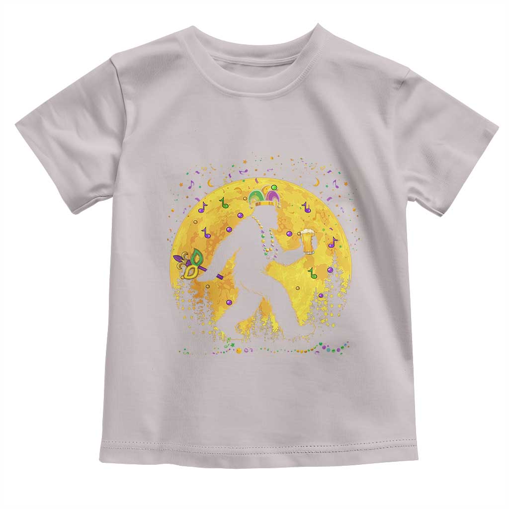 Mardi Gras Bigfoot Toddler T Shirt Funny Sasquatch Carnival Trendy Meme TS14 Ice Gray Print Your Wear