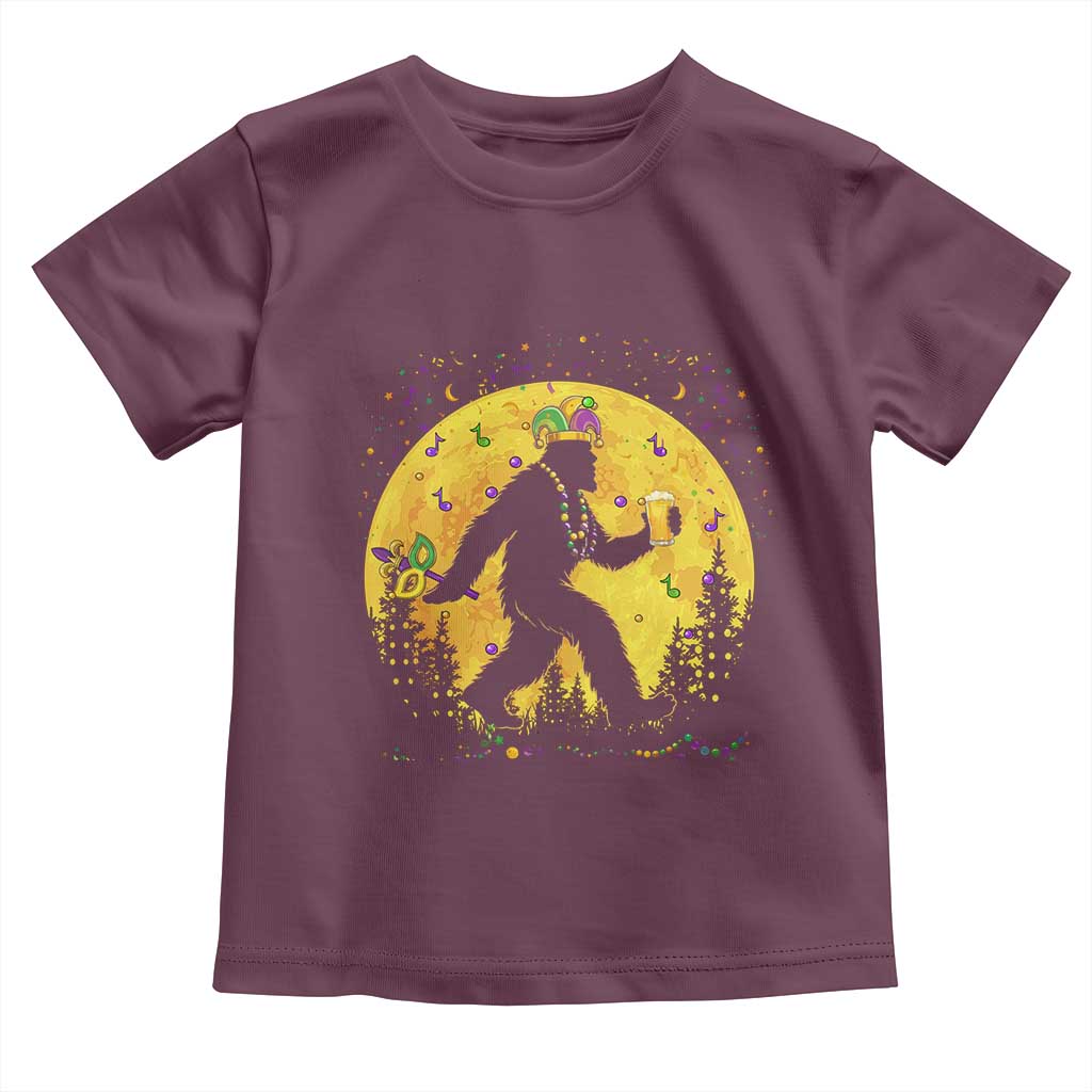 Mardi Gras Bigfoot Toddler T Shirt Funny Sasquatch Carnival Trendy Meme TS14 Maroon Print Your Wear