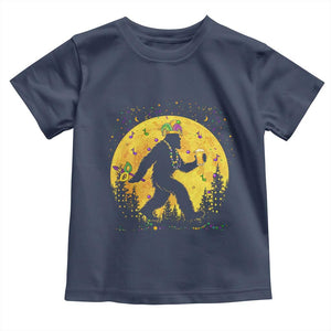 Mardi Gras Bigfoot Toddler T Shirt Funny Sasquatch Carnival Trendy Meme TS14 Navy Print Your Wear