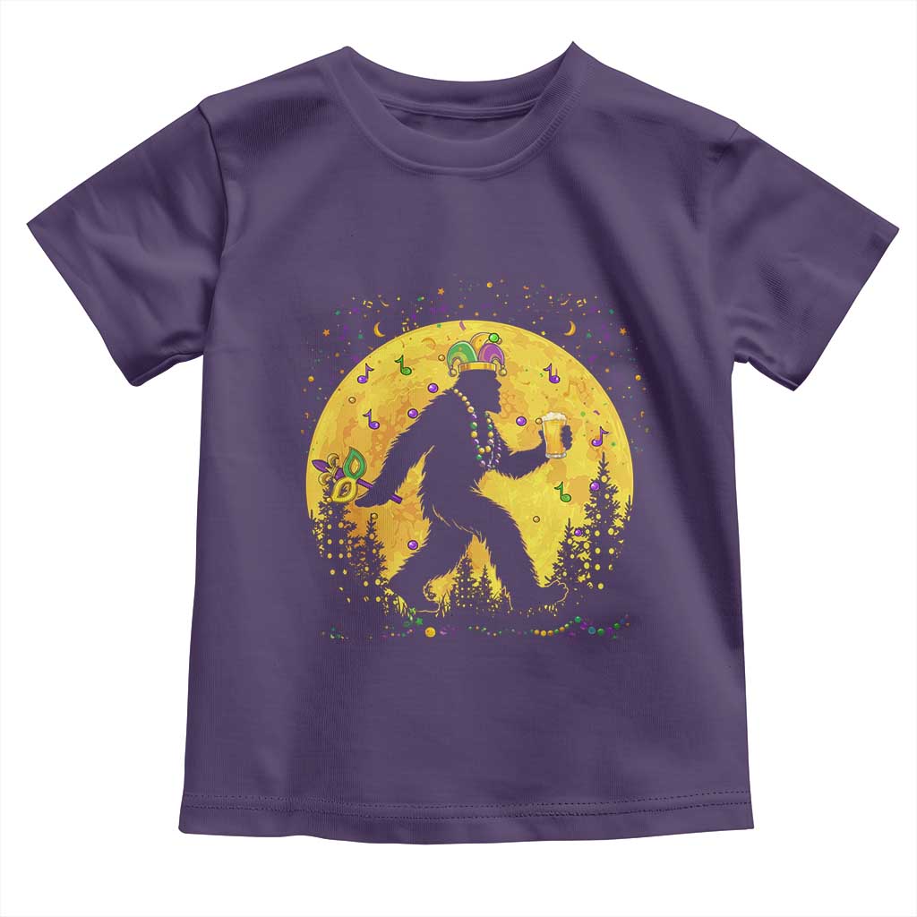 Mardi Gras Bigfoot Toddler T Shirt Funny Sasquatch Carnival Trendy Meme TS14 Purple Print Your Wear