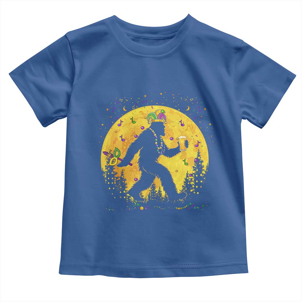Mardi Gras Bigfoot Toddler T Shirt Funny Sasquatch Carnival Trendy Meme TS14 Royal Blue Print Your Wear