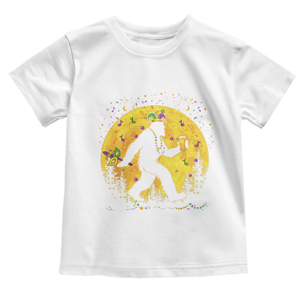 Mardi Gras Bigfoot Toddler T Shirt Funny Sasquatch Carnival Trendy Meme TS14 White Print Your Wear