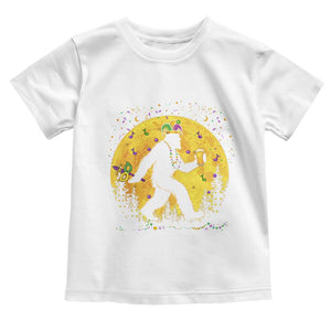 Mardi Gras Bigfoot Toddler T Shirt Funny Sasquatch Carnival Trendy Meme TS14 White Print Your Wear