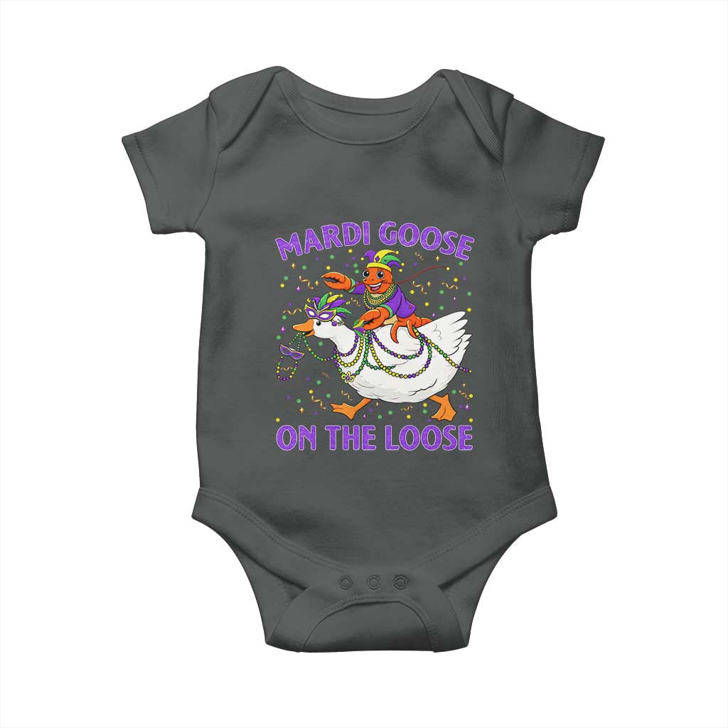 Funny Mardi Gras Baby Onesie Goose Crawfish Carnival Trendy Meme TS14 Dark Heather Print Your Wear