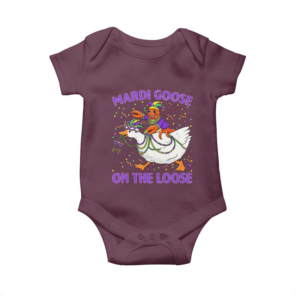 Funny Mardi Gras Baby Onesie Goose Crawfish Carnival Trendy Meme TS14 Maroon Print Your Wear