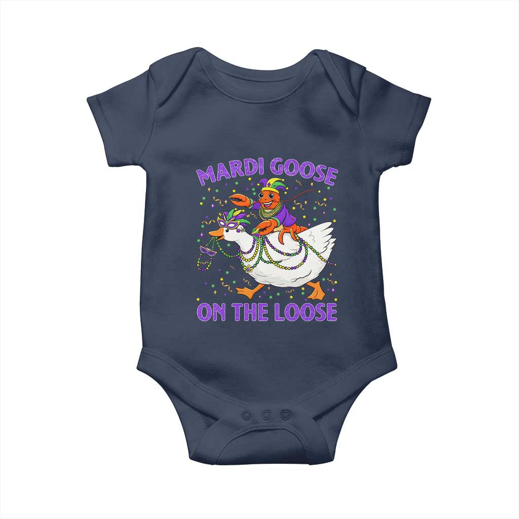 Funny Mardi Gras Baby Onesie Goose Crawfish Carnival Trendy Meme TS14 Navy Print Your Wear