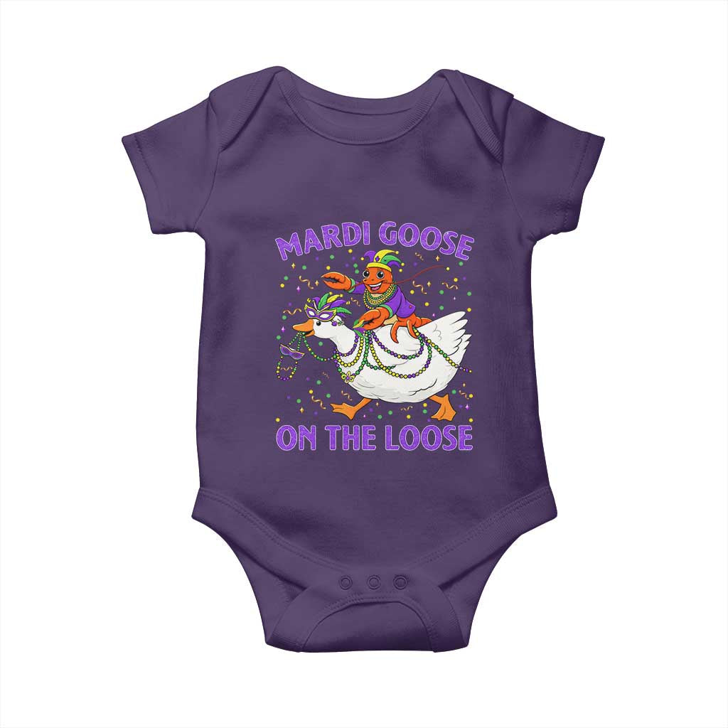 Funny Mardi Gras Baby Onesie Goose Crawfish Carnival Trendy Meme TS14 Purple Print Your Wear