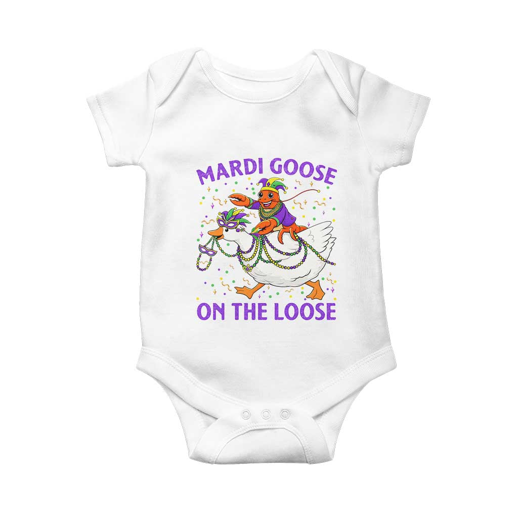 Funny Mardi Gras Baby Onesie Goose Crawfish Carnival Trendy Meme TS14 White Print Your Wear