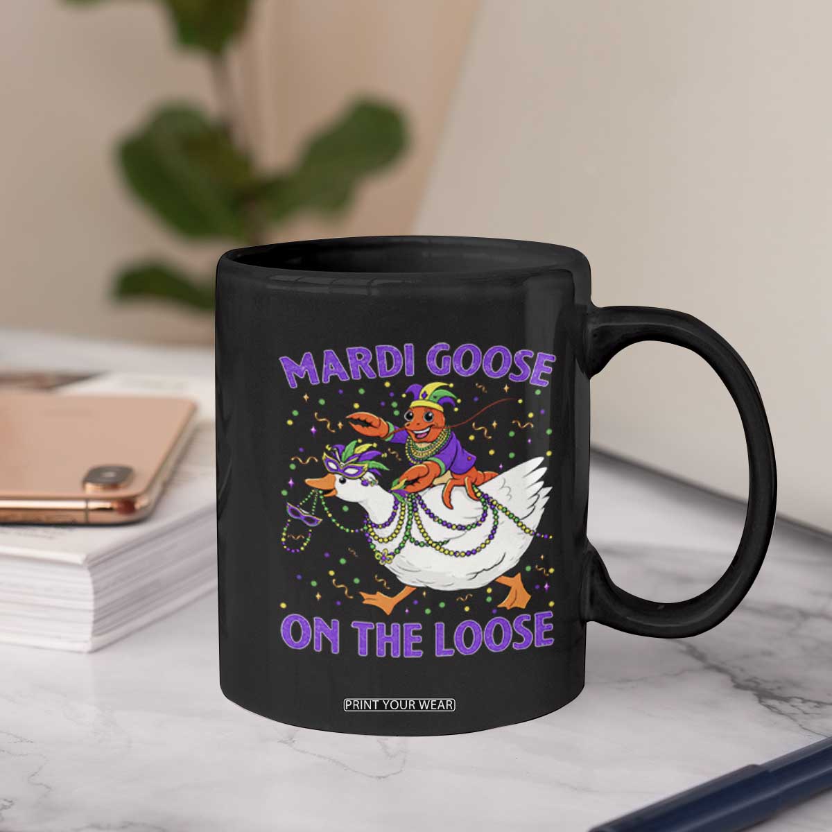Funny Mardi Gras Coffee Mug Goose Crawfish Carnival Trendy Meme TS14 Print Your Wear
