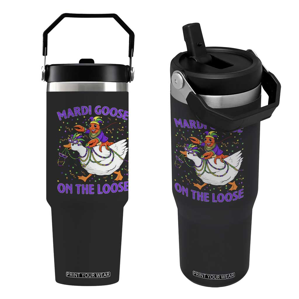 Funny Mardi Gras Flip Straw Tumbler Goose Crawfish Carnival Trendy Meme TS14 One Size: 30 oz Black Print Your Wear