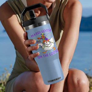 Funny Mardi Gras Flip Straw Tumbler Goose Crawfish Carnival Trendy Meme TS14 One Size: 30 oz Light Blue Print Your Wear