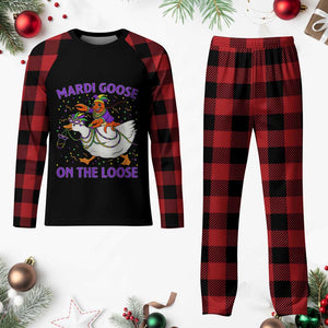 Funny Mardi Gras Plaid Pajama Set Goose Crawfish Carnival Trendy Meme TS14 Buffalo Plaid Print Your Wear