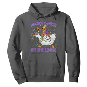 Funny Mardi Gras Hoodie Goose Crawfish Carnival Trendy Meme TS14 Dark Heather Print Your Wear