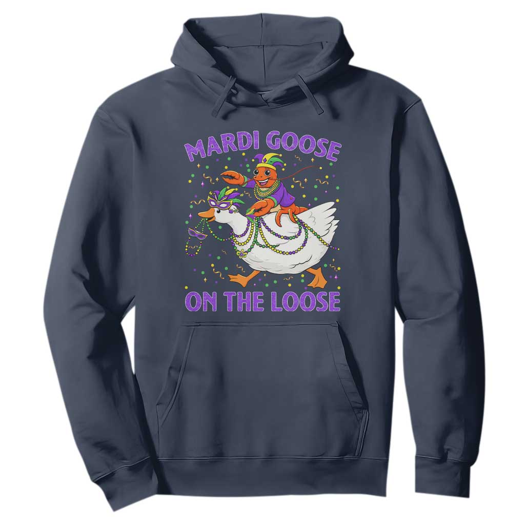 Funny Mardi Gras Hoodie Goose Crawfish Carnival Trendy Meme TS14 Navy Print Your Wear