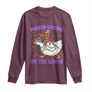 Funny Mardi Gras Long Sleeve Shirt Goose Crawfish Carnival Trendy Meme TS14 Maroon Print Your Wear