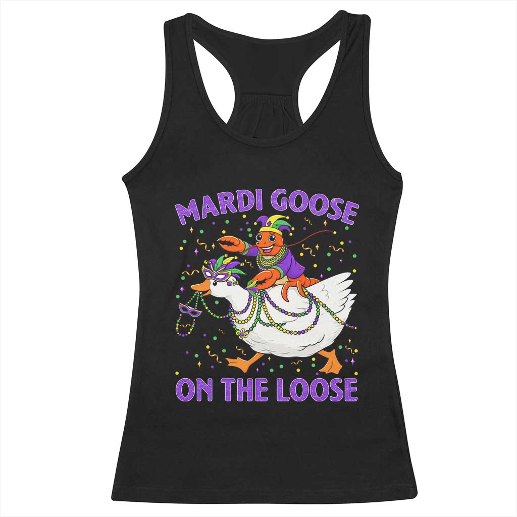 Funny Mardi Gras Racerback Tank Top Goose Crawfish Carnival Trendy Meme TS14 Black Print Your Wear