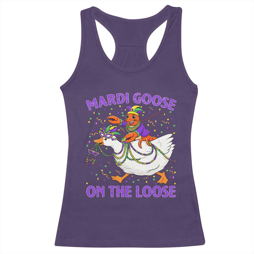 Funny Mardi Gras Racerback Tank Top Goose Crawfish Carnival Trendy Meme TS14 Purple Print Your Wear