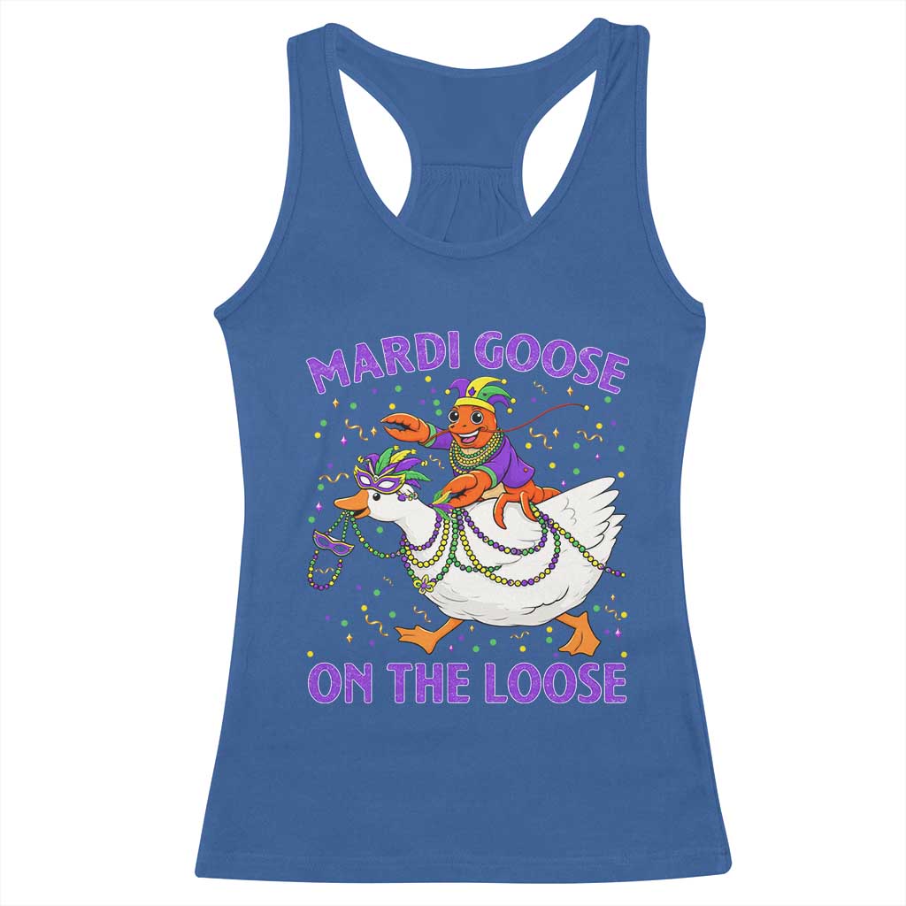 Funny Mardi Gras Racerback Tank Top Goose Crawfish Carnival Trendy Meme TS14 Royal Blue Print Your Wear