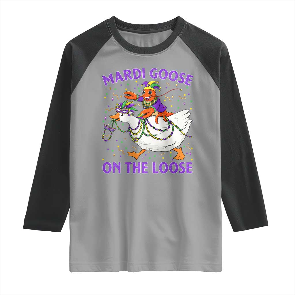 Funny Mardi Gras Raglan Shirt Goose Crawfish Carnival Trendy Meme TS14 Sport Gray Black Print Your Wear