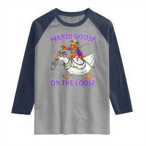 Funny Mardi Gras Raglan Shirt Goose Crawfish Carnival Trendy Meme TS14 Sport Gray Navy Print Your Wear