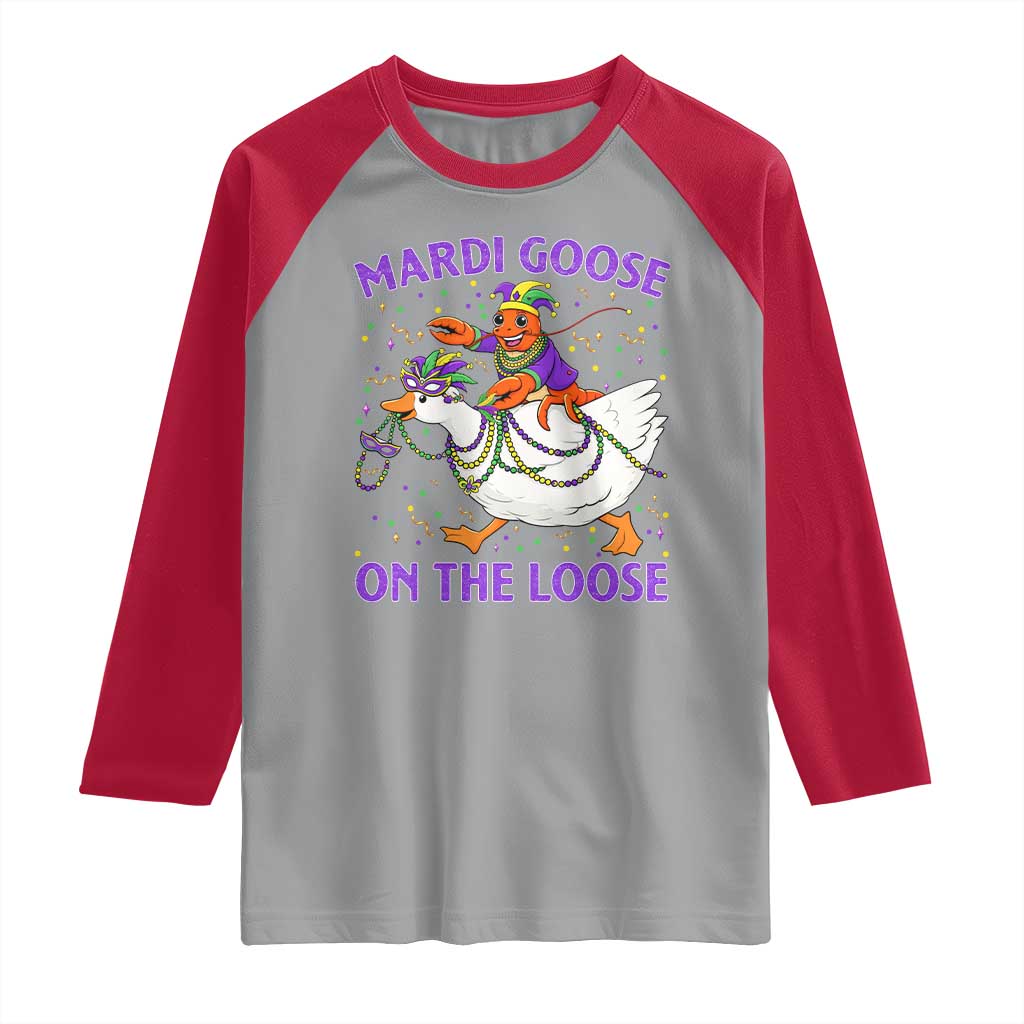 Funny Mardi Gras Raglan Shirt Goose Crawfish Carnival Trendy Meme TS14 Sport Gray Red Print Your Wear