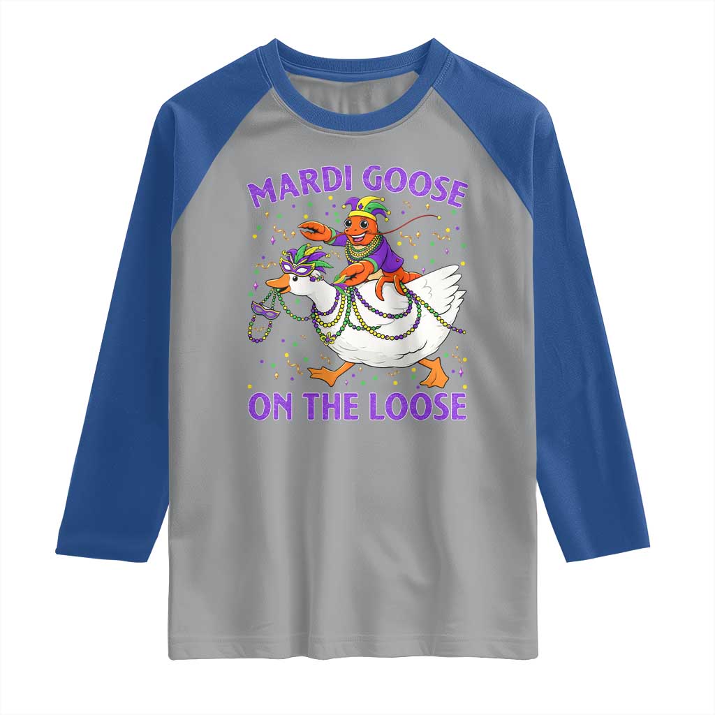 Funny Mardi Gras Raglan Shirt Goose Crawfish Carnival Trendy Meme TS14 Sport Gray Royal Print Your Wear