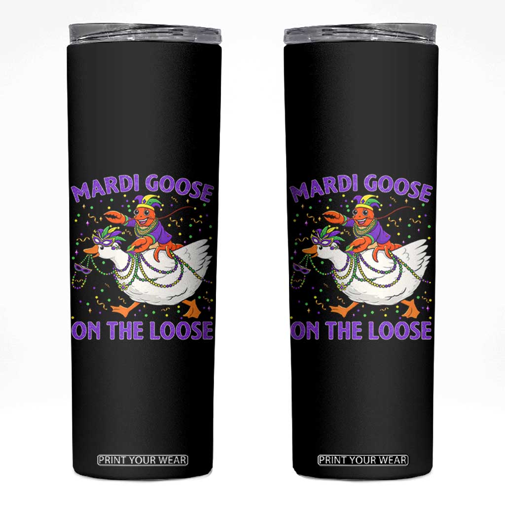 Funny Mardi Gras Skinny Tumbler Goose Crawfish Carnival Trendy Meme TS14 Black Print Your Wear