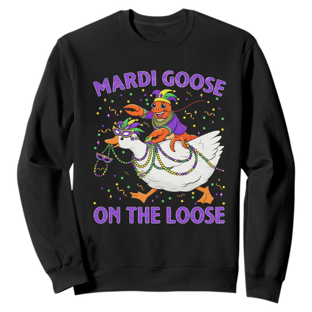 Funny Mardi Gras Sweatshirt Goose Crawfish Carnival Trendy Meme TS14 Black Print Your Wear