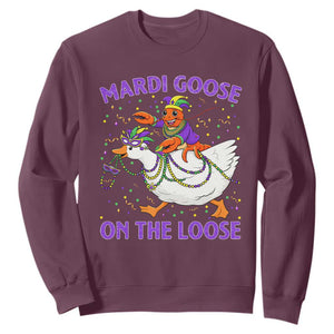 Funny Mardi Gras Sweatshirt Goose Crawfish Carnival Trendy Meme TS14 Maroon Print Your Wear