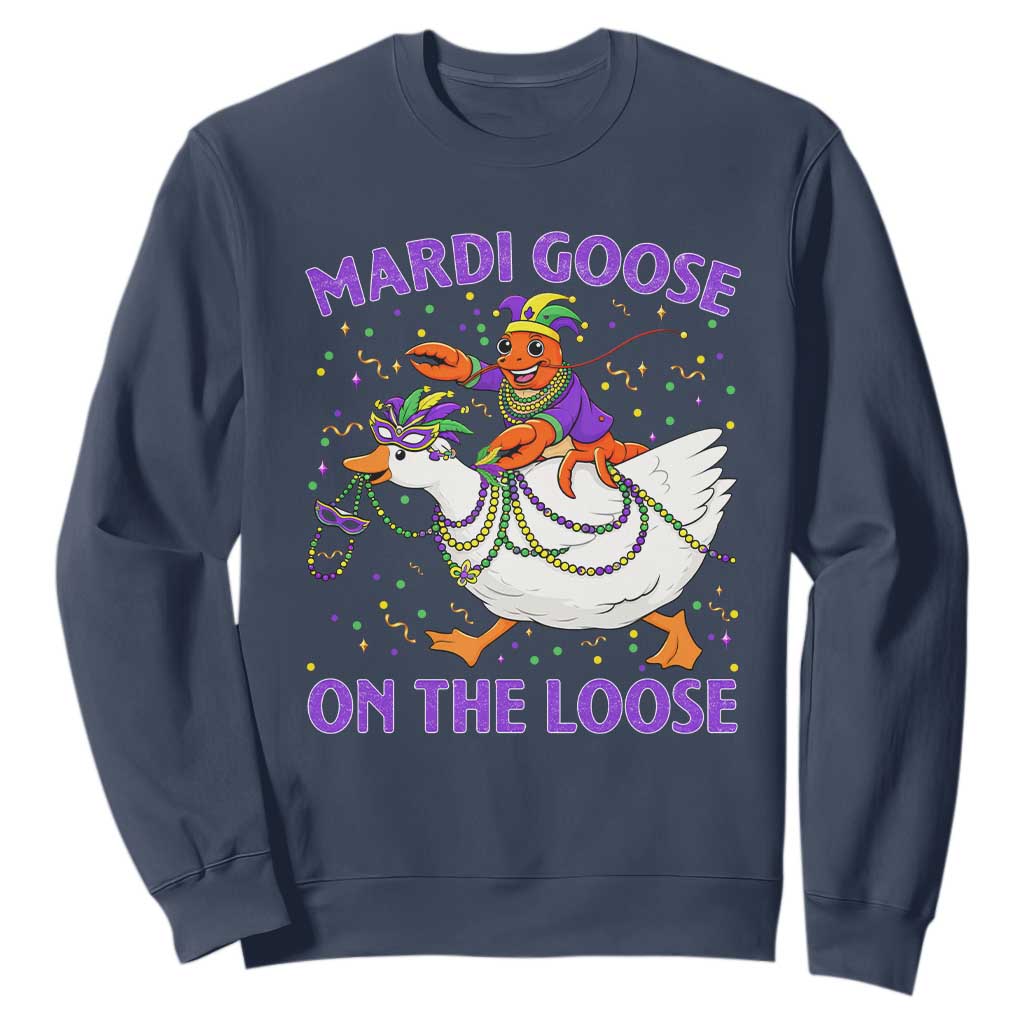 Funny Mardi Gras Sweatshirt Goose Crawfish Carnival Trendy Meme TS14 Navy Print Your Wear