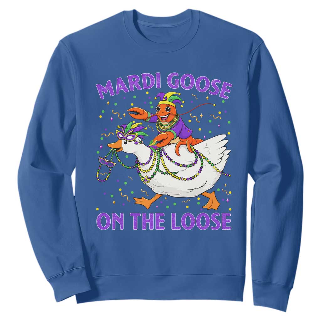 Funny Mardi Gras Sweatshirt Goose Crawfish Carnival Trendy Meme TS14 Royal Blue Print Your Wear