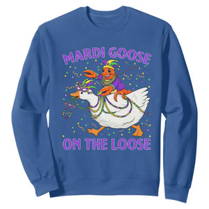 Funny Mardi Gras Sweatshirt Goose Crawfish Carnival Trendy Meme TS14 Royal Blue Print Your Wear