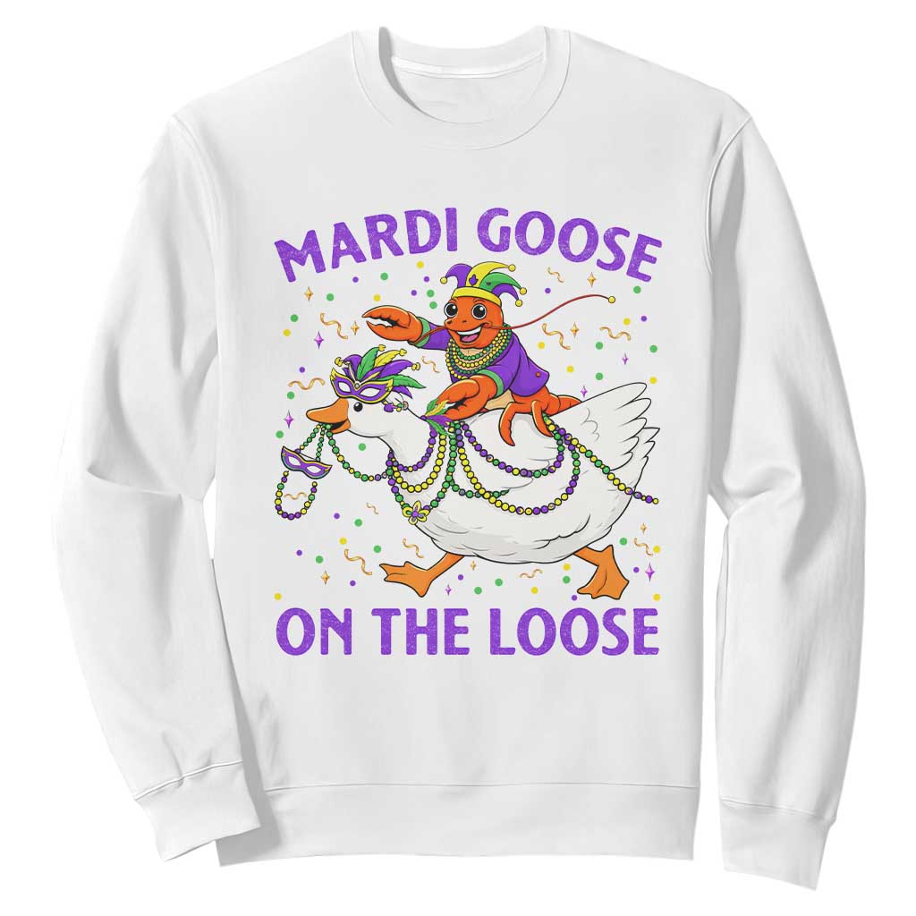 Funny Mardi Gras Sweatshirt Goose Crawfish Carnival Trendy Meme TS14 White Print Your Wear