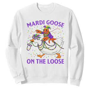 Funny Mardi Gras Sweatshirt Goose Crawfish Carnival Trendy Meme TS14 White Print Your Wear