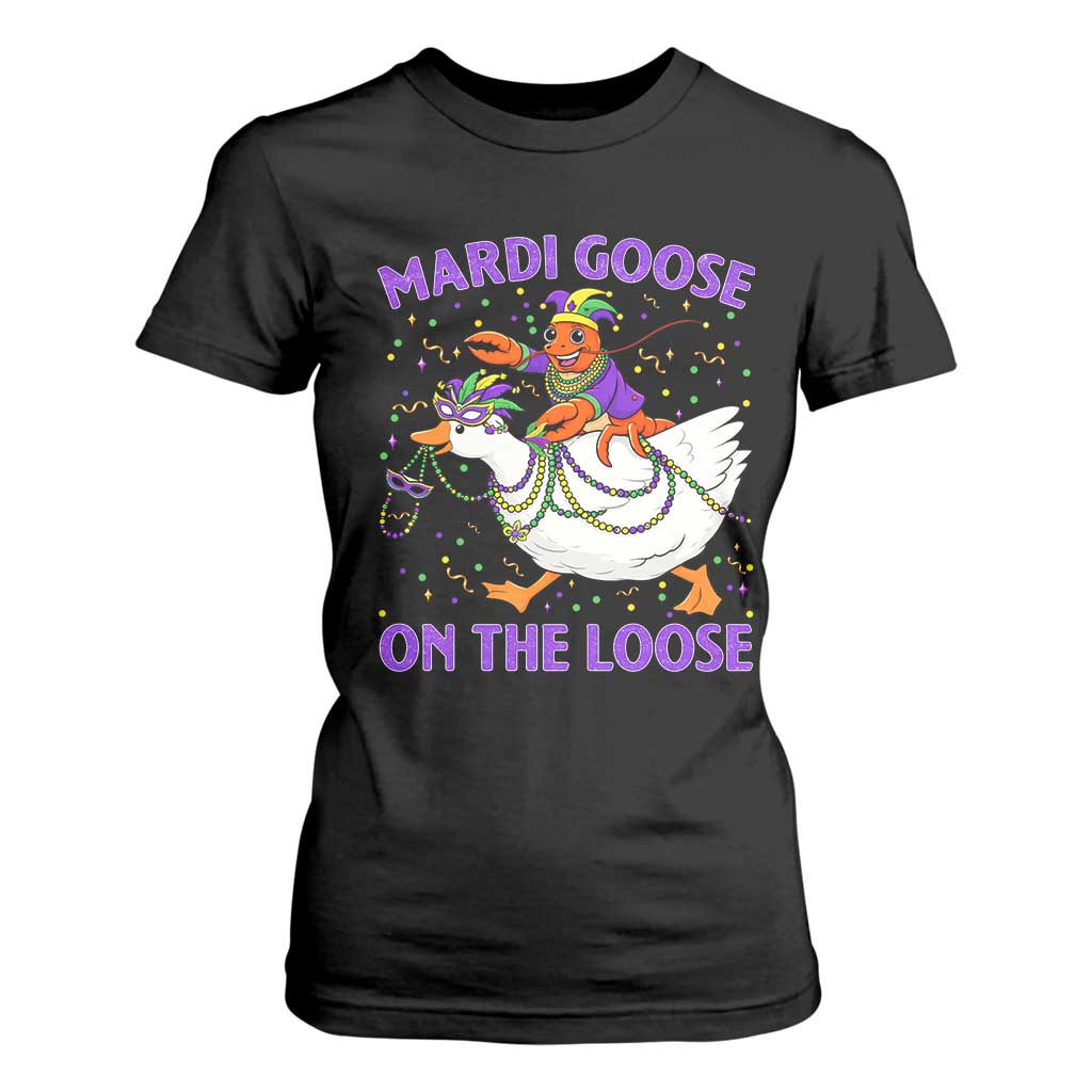 Funny Mardi Gras T Shirt For Women Goose Crawfish Carnival Trendy Meme TS14 Black Print Your Wear