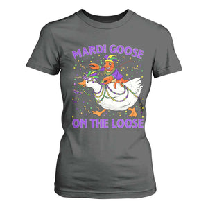 Funny Mardi Gras T Shirt For Women Goose Crawfish Carnival Trendy Meme TS14 Dark Heather Print Your Wear