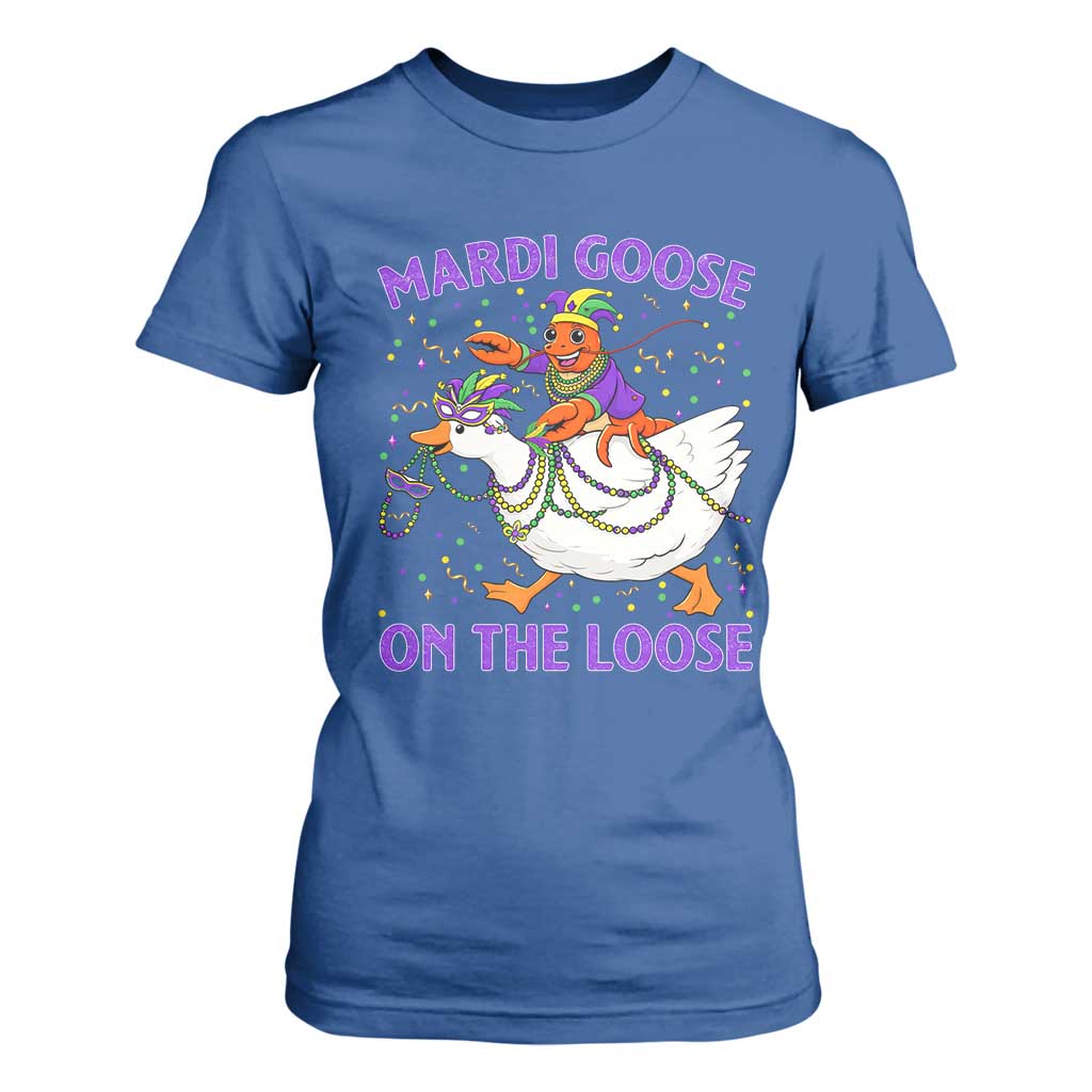 Funny Mardi Gras T Shirt For Women Goose Crawfish Carnival Trendy Meme TS14 Royal Blue Print Your Wear