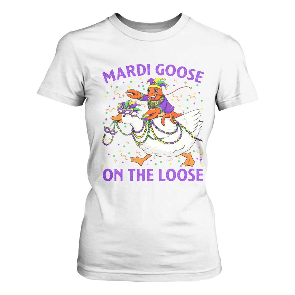 Funny Mardi Gras T Shirt For Women Goose Crawfish Carnival Trendy Meme TS14 White Print Your Wear