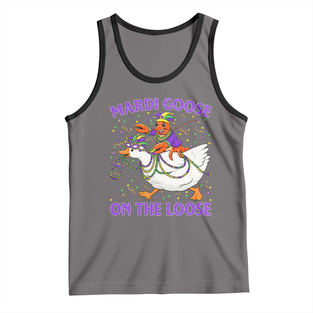 Funny Mardi Gras Tank Top Goose Crawfish Carnival Trendy Meme TS14 Deep Heather Black Print Your Wear