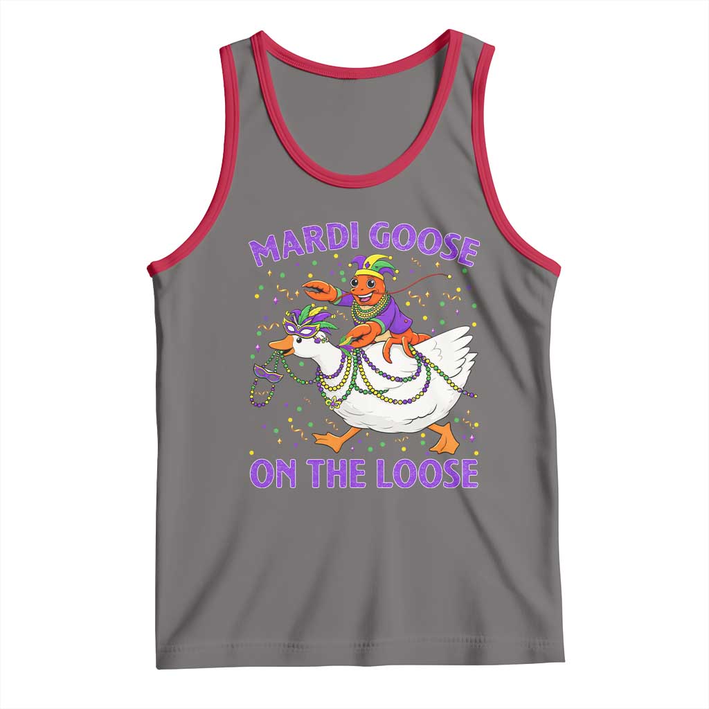 Funny Mardi Gras Tank Top Goose Crawfish Carnival Trendy Meme TS14 Deep Heather Red Print Your Wear